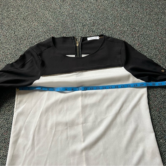 CALVIN KLEIN Black & White Colorblock Business Casual 3/4 Long Adjustable Sleeve - Picture 12 of 16